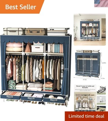 Armario Portátil con Cubierta No Tejida Armario de Almacenamiento con Varillas Colgantes Estantes Foto 1 de 4