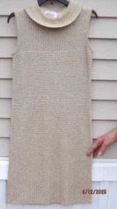 1960's GOLD KNIT DRESS Shell w/ Belt H.C. Prange Size 10 - Picture 1 of 10