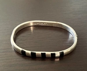 Taxco Armreif Sterlingsilber mit Onyx aufklappbar - Bild 1 von 7