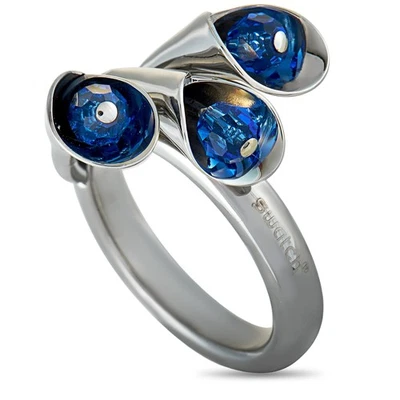 Swatch Sky Finery Stainless Steel and Blue Crystal Ring JRS039 - Image 1 of 4
