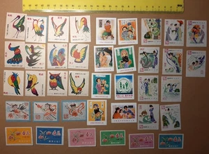 Vintage Chinese matchbox labels, people, birds, flowers, 39 pcs lot, unused - Picture 1 of 3
