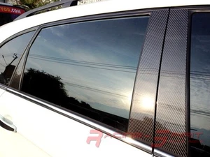 3D GLOSS REAL CARBON FIBER B-PILLAR COVER FOR 15-16 MAZDA2 DJ 5DR HATCHBACK JDM - Picture 1 of 4