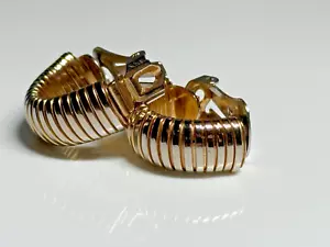 Vintage Clip on Earrings Gold Metal Half Hoop Huggie Textured - Picture 1 of 12