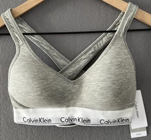 Calvin Klein Women's S Modern Cotton Padded Lift Bralette Bra QF1654 Gray - Picture 1 of 6