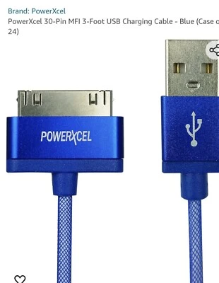 Powerxcel Durable 30 Pin to USB Sync & Charge Cable, 3 ft Nylon  - Image 1 of 3