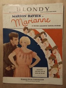 Rara stampa spartiti pianoforte biondo Marion Davies 1929 originale d'epoca - Foto 1 di 1