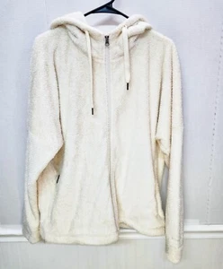 MARMOT Womens Ivory White Hooded Sweater Knit Full Zip Fleece Jacket Size XL EUC - Picture 1 of 8