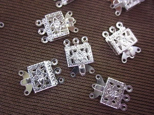 10 Silver Plated Brass 3-Strand Box Clasps 15mm x 10mm #2902 Aus Seller - Picture 1 of 1