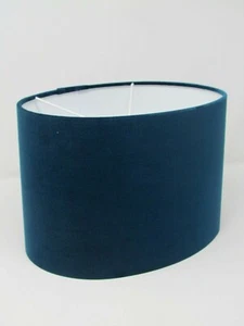 Lampshade Teal Blue Velvet Oval Light Shade - Picture 1 of 7