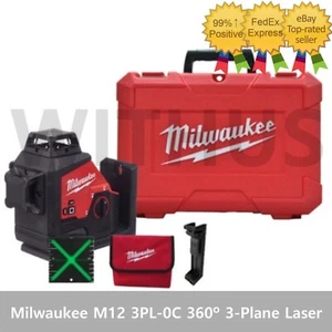 Milwaukee M12 3PL-0C Green 360º 3 Line Plane Laser with Case - Bare Tool - Picture 1 of 3