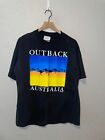 1990er Jahre Vintage Riptide Outback AU Australia Känguru Grafik blau gelb Shirt Vintage