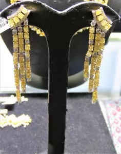 50% CLEARANCE!$44,400 MAGNIFICENT 18KT GOLD LRG FANCY YELLOW DIAMOND EARRINGS - Picture 1 of 1