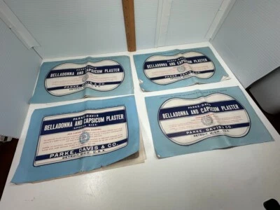 Lot of 4Advertisement , Parke Davis Belladonna Plaster  Detroit Mich Red canton - Image 1 of 4