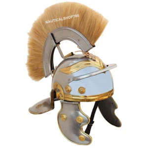 Medieval Roman Centurion Helmet Halloween Costume + White Plume - Picture 1 of 3