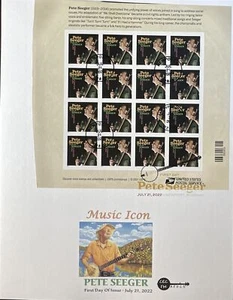 AFDCS 5708A Pete Seeger Hoja sin cortar Supercachet Cartulina DCP - Imagen 1 de 1