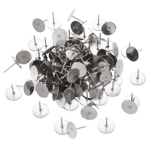 500 Stck. 316 Edelstahl Flach Rund Leer Stift Nieten Pfosten Ohrring Einstellungen 5 ~ 10 mm - Bild 1 von 8