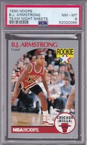 1990 HOOPS Team Night B.J. ARMSTRONG (RC) PSA 8 NM/MT Chicago BULLS  RARE 