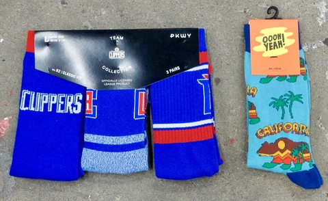 4 Pack NBA LA Clippers Logo Socks Crew Blue Red Baseline Cali Bear Los Angeles Cover