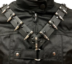 Solid Bullet Leather Collar Avengers Black Panther Style Necklace Choker  - Picture 1 of 2