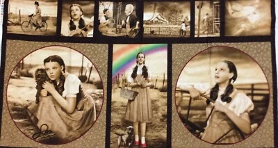 Panel de tela de edredón de algodón PNL88 Wizard of Oz Kansas Sepia Dorothy Toto Twister Foto 1 de 4