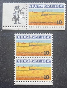 US Stamps, Scott #1506 10c 1974 pair & single Rural America: Kansas Wheat M/NH - Picture 1 of 4