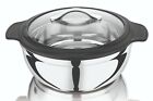 Insulated Casserole Hot Pack Food Warmer Stainless Steel Glass Lid Serving Bowl