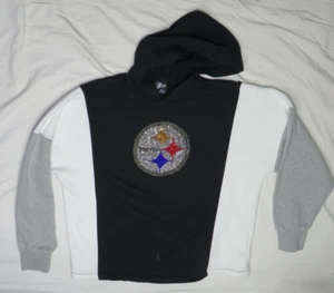 PITTSBURGH STEELERS GIII 4 HER WOMENS M BLACK HOODIE FLEECE SWEATSHIRT PULLOVER - Picture 1 of 5