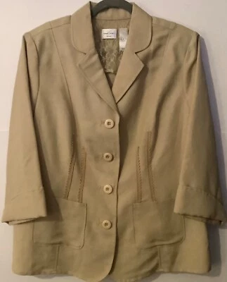 Chaqueta Emma James Mujer Talla 20 Botones Delantero Tostado Lino/rayón Piquetes Envío Gratis Foto 1 de 3