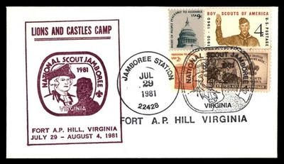 Mayfairstamps US FDC 1981 Virginia block boy scouts and National scout jamboree - Image 1 of 2
