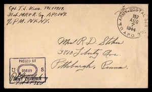 Mayfairstamps US 1944 APO Censored to Pittsburgh PA WWII Cover aat_51933 - Picture 1 of 2
