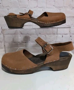 Lotta From Stockholm Lotta's Highwood Brown Clogs brown leather Nubuck 38 US 7.5 - Picture 1 of 16