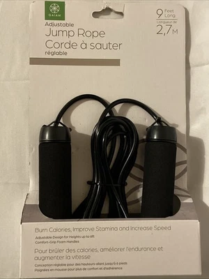 Cuerda de Saltar Ajustable Gaiam Essentials 9 Pies Púrpura con Asas Negras Ejercicio Foto 1 de 4