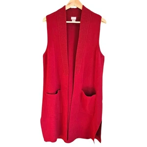 Chico's lange rote Weste vorne offen Taschen Strick Damengröße 1 (Medium)   - Bild 1 von 8