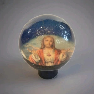 VTG Shifter Knob Lucite BLUE BASE Sacred Heart Jesus Rat Fink Hot Rat Rod - Picture 1 of 14