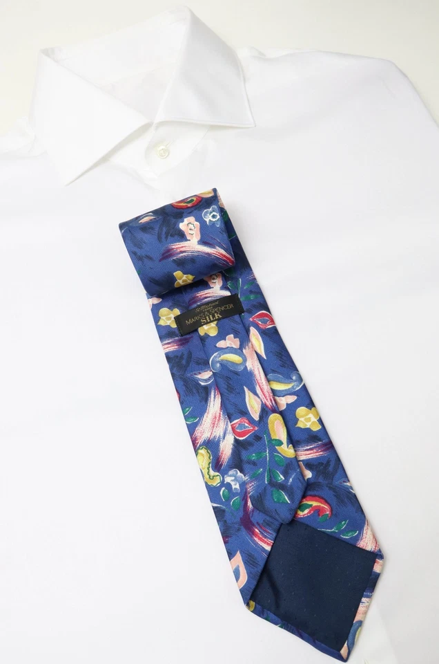 Corbata para hombre Marks & Spencer talla única multicolor patrón floral seda pura Foto 1 de 4