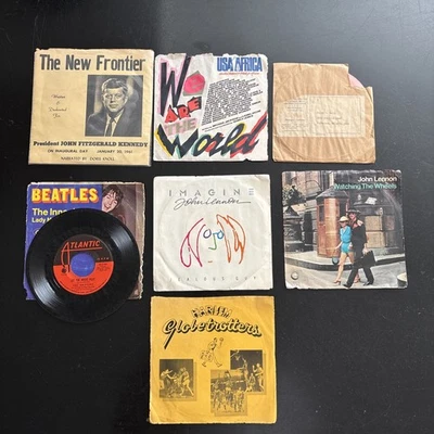 Lot of 7 45rpm Vinyl Records 7” Vintage pop rock, political jazz Lot (8) Foto 1 de 4