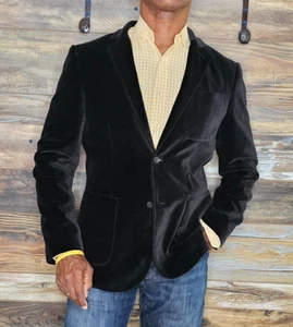 Blazer Chaqueta de Cena Armani Exchange Negro Terciopelo Algodón Puños de Trabajo 40S - Imagen 1 de 11