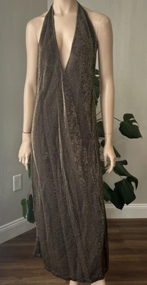 Victoria’s Secret Vintage Y2K Gold Shimmery Nightgown Slip Dress Open Back Sz M - Image 1 of 4