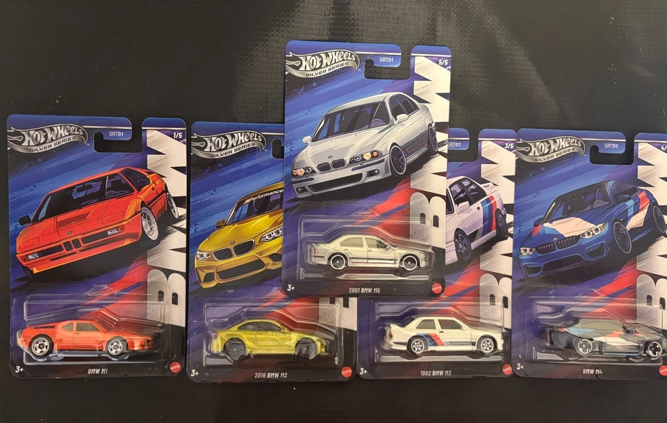 Mattel Hot Wheels Nuevo 2025 Serie Plata BMW Serie #1-5 Juego de 5 Coches BMW M5 Foto 1 de 1