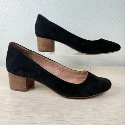 Madewell Ella замшевые кожаные блочные каблуки темная кокетка офисная сирена Academia 8 - Изображение 1 из 4