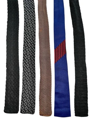 4 corbatas de cuello vintage de rayón para hombre MCM Mad Men de punto de los años 1950-60’s  Foto 1 de 4