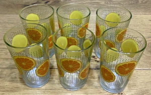 Set di sei bicchieri vintage a fetta arancione anni 60/70 - Foto 1 di 3
