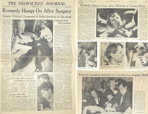 1968 Robert Kennedy Hangs On Surgery Bullet Still In Skull RFK Milwaukee Journal - Picture 1 of 12