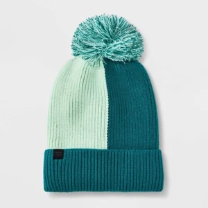 Gorro Pom Colorblock para niñas - todo en movimiento verde turquesa - Imagen 1 de 1