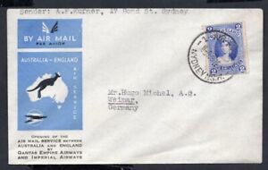 Australia - 1934 Qantas First Flight Airmail Cover with QV 2s Queensland Issue