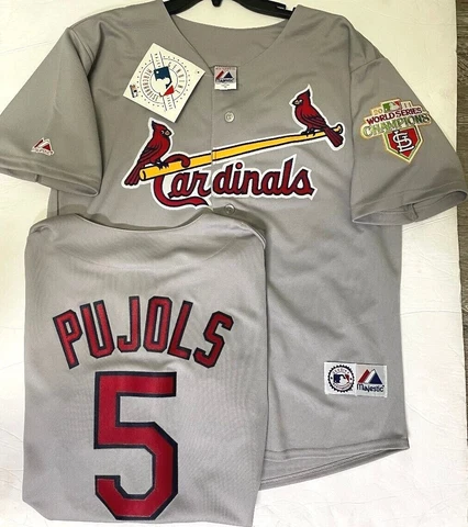 ALBERT PUJOLS ST. LOUIS CARDINALS GREY JERSEY NEW MAJESTIC 2011 WORLD SERIES Cover
