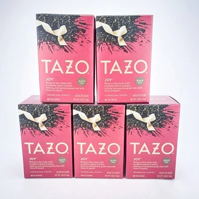 Tazo Joy Black Oolong Peach Tea Bags Holiday Ltd Edition 20 sacos lote de 5 bb1/26 - Imagem 1 de 4