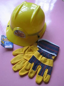 Simba Kinder Bauhelm mit Arbeitshandschuhen Baustelle Garten - Bild 1 von 5