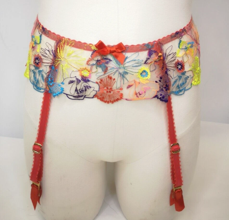 Cinturón o liguero floral Agent Provocateur rojo Zuri con múltiples tirantes talla AP 2 Foto 1 de 4
