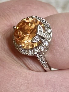 Champagne Quartz 925 Sterling Silver Butterfly Accent RP Design Ring Sz 10 New - Picture 1 of 12